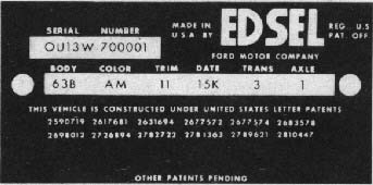 1960 Dataplate